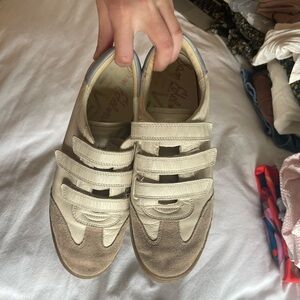Sam Edelman Beige and Taupe Velcro Sneakers